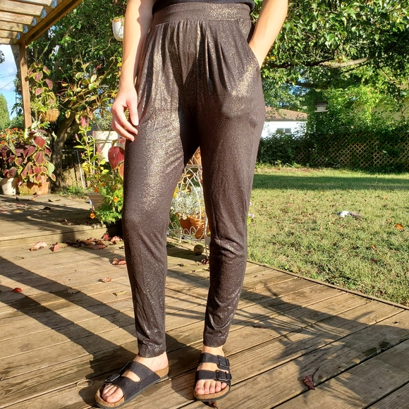 H&M women's sparkly black harem pants. - Picture 1 of 5